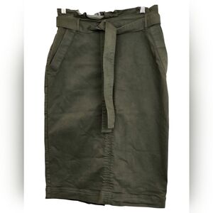Banana Republic Olive Green Midi Pencil Jean Skirt with Pockets & Belt